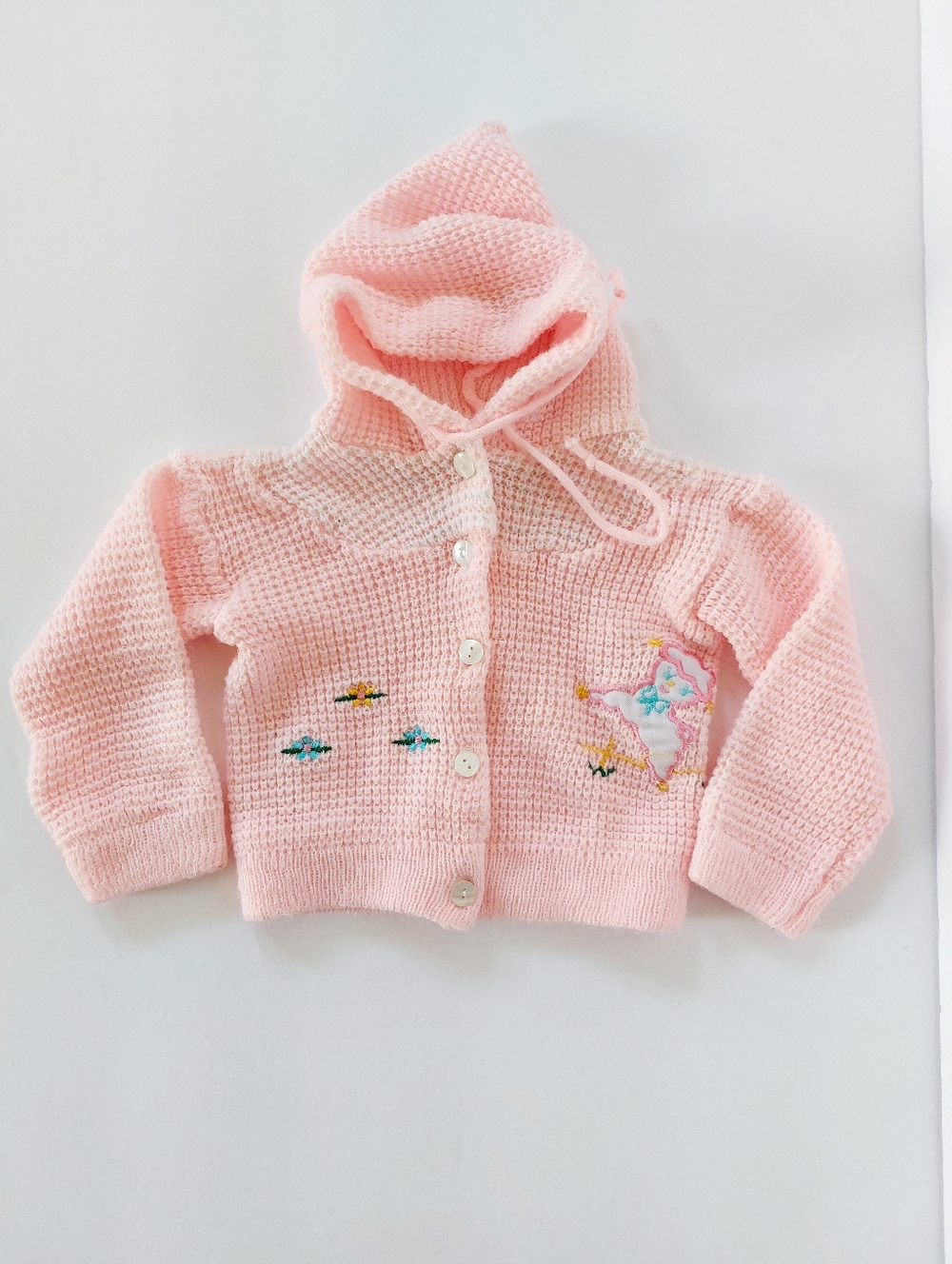 Cardigan Sweater Lamb & Flowers Vintage 80s 18m Lerner‎ Shops Easter Fairycore